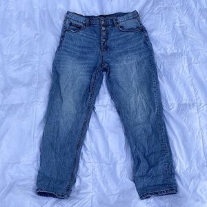 multi-button blue jeans